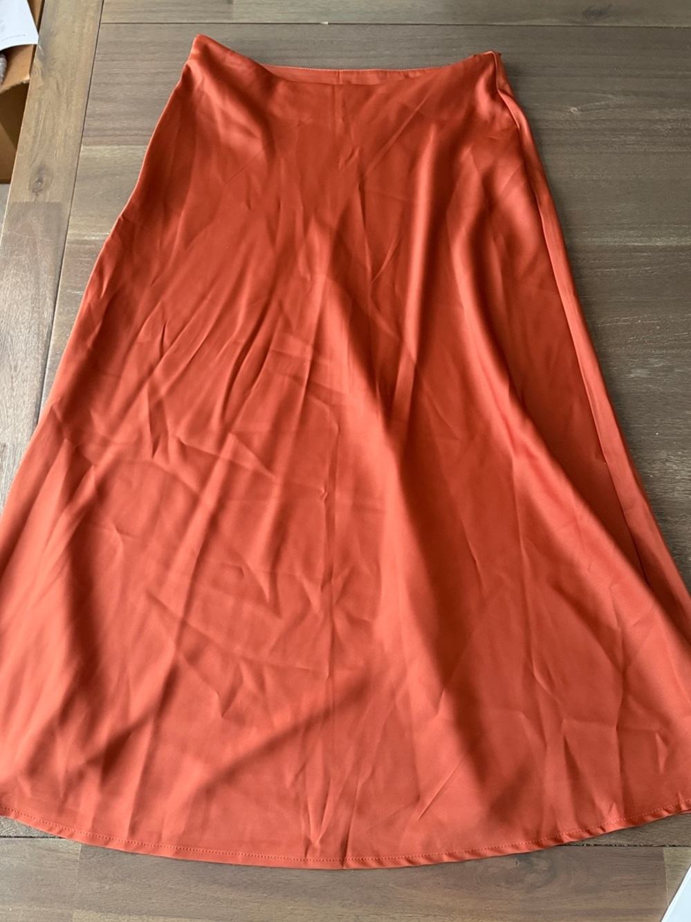 SHEIN A-Line Midi Skirt in Rust Orange